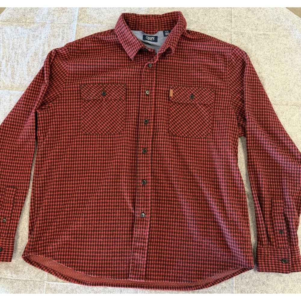Chaps super soft red‎ black flannel ls button up shirt, men's xl